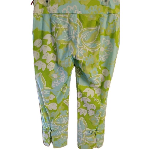 Lilly Pulitzer Jubilee 50th Anniversary Pants Green Blue Floral Size 8 - Picture 6 of 11